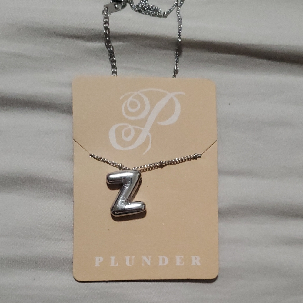 Plunder Silver 'Z' Initial Pendant Necklace